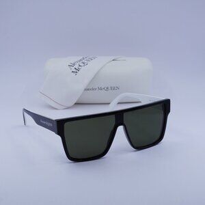 Alexander McQueen AM0354S 004 Shield Sunglasses – Black/Green
